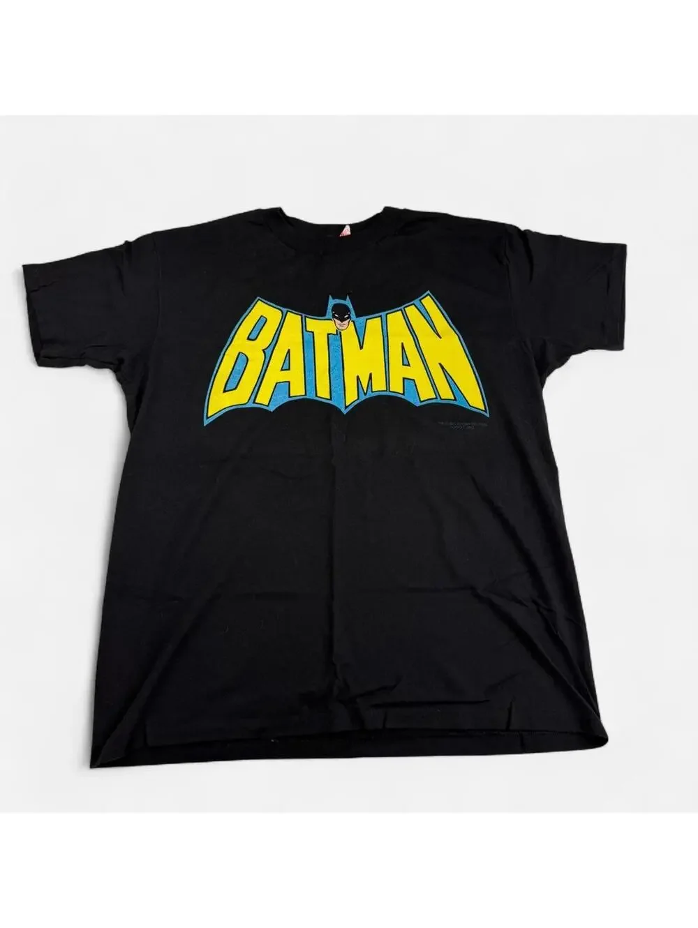 Vtg 80s Batman 1989 DC Comics Tee Black Yellow Blue Logo Royal Retro Indie.